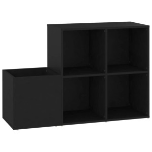 Schwarzer vidaXL Flur-Schuhschrank (105x35,5x70 cm) aus Holzwerkstoff mit Fächern.