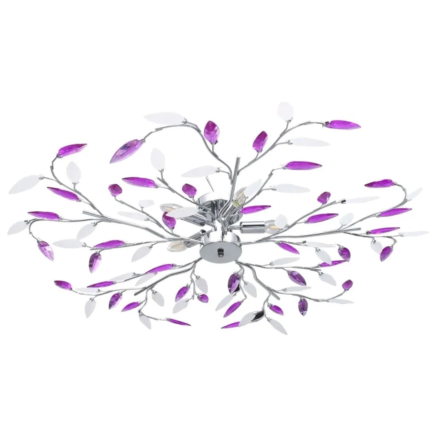 vidaXL Deckenleuchte mit Acrylglas-Blätter für 5 x E14-Lampen Lila 289240