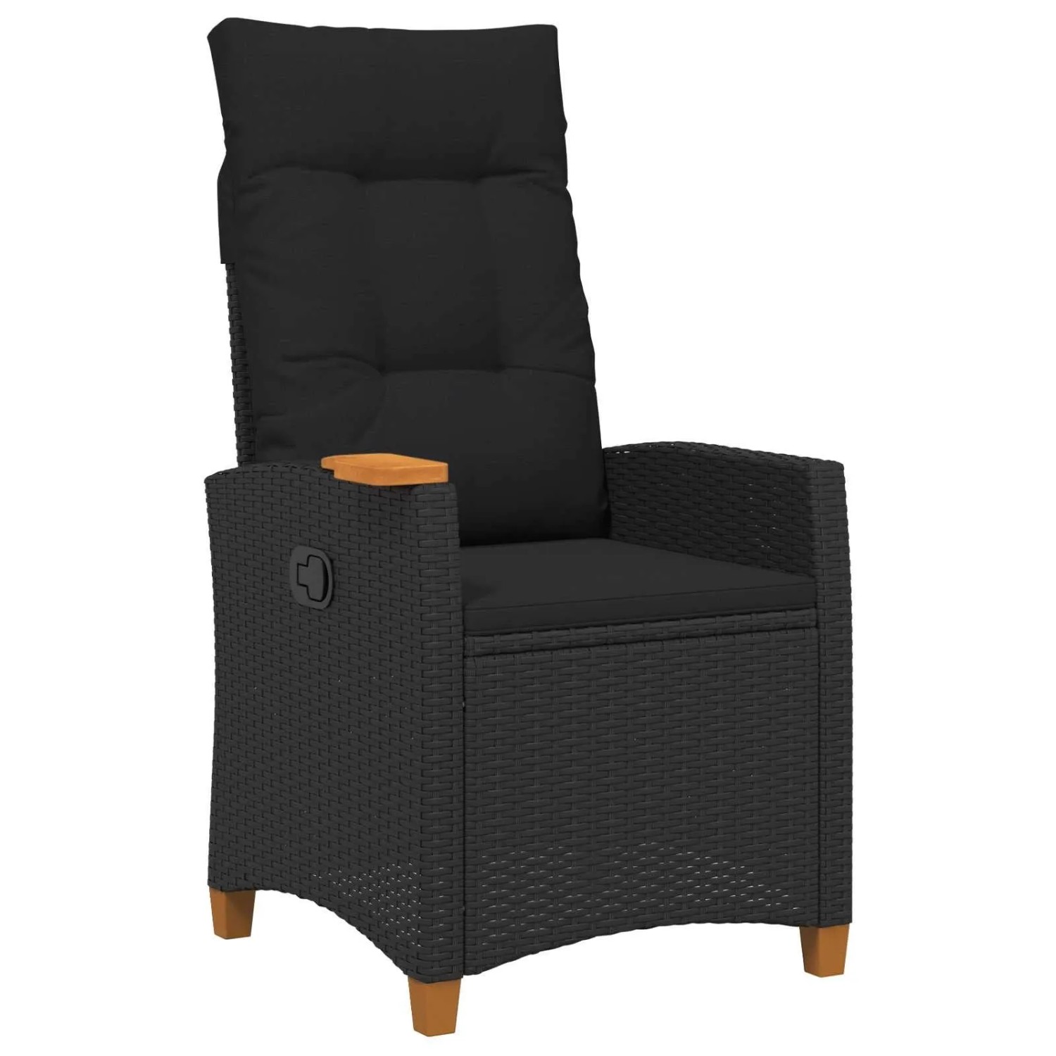vidaXL Liegestuhl mit Teeteller Schwarz 62 x 64 x 112 cm Poly-Rattan 42026805
