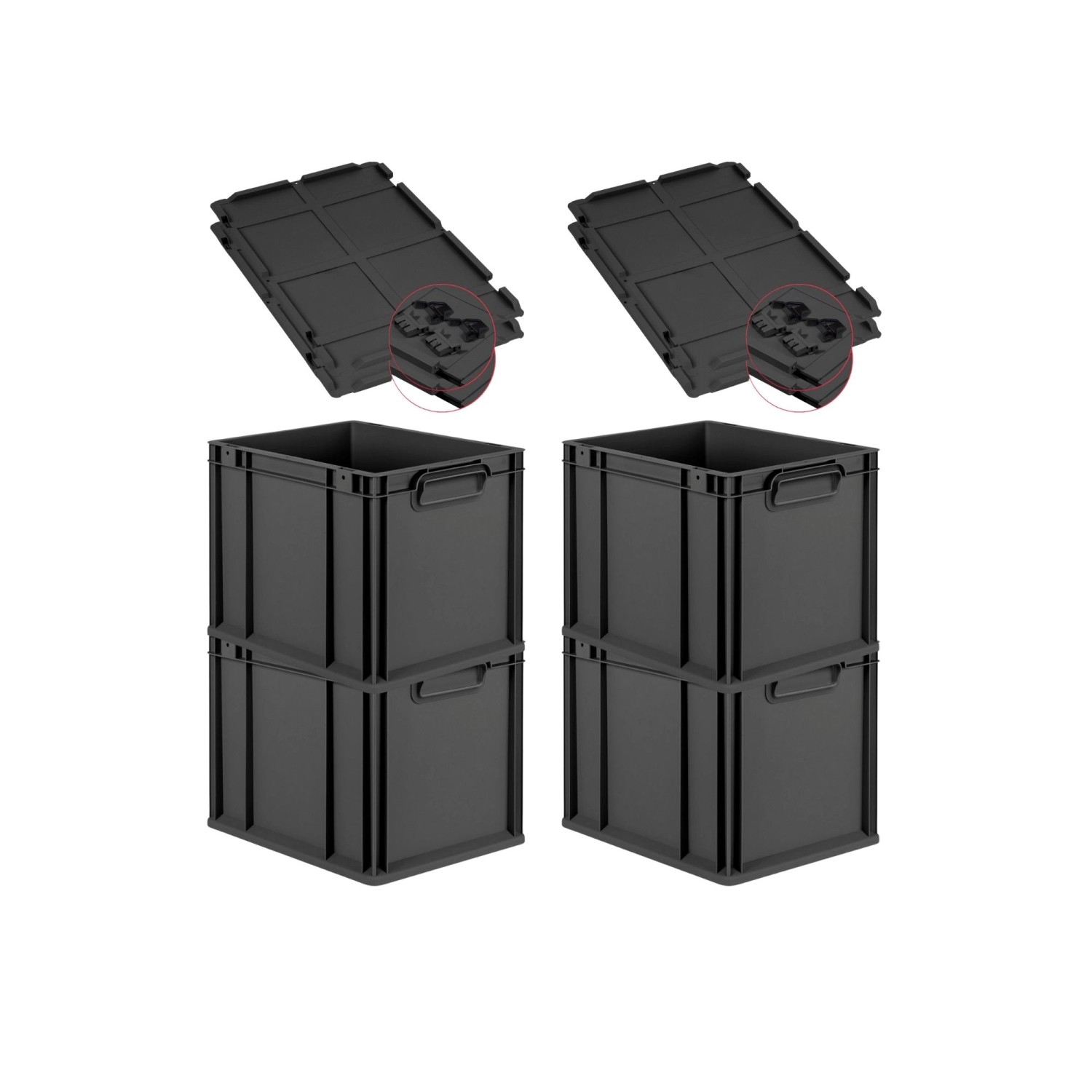 PROREGAL SuperSparSet 4x Eurobox Nextgen Grip Mit Scharnierdeckel Und Schwa günstig online kaufen