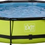 Runder, grüner EXIT Lime Pool ø 360 cm mit Filterpumpe und Abdeckung.