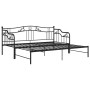 vidaXL Ausziehsofa Bettgestell, schwarz, Metall, 90x200 cm. Bett mit robustem Metallrahmen und dekorativen Elementen.