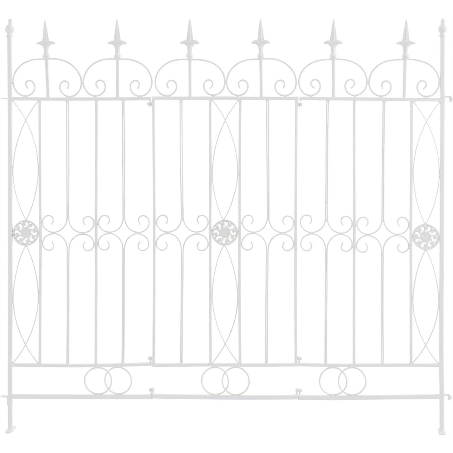 DELUKE Gartenzaun LINUS Antik 124x1x116cm Metall Weiß Steckzaun Element Rankzaun Eisen