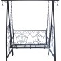 Schwarze Garden Pleasure Schaukel Kari aus Metall, 220x178x90cm, mit filigranen Verzierungen.