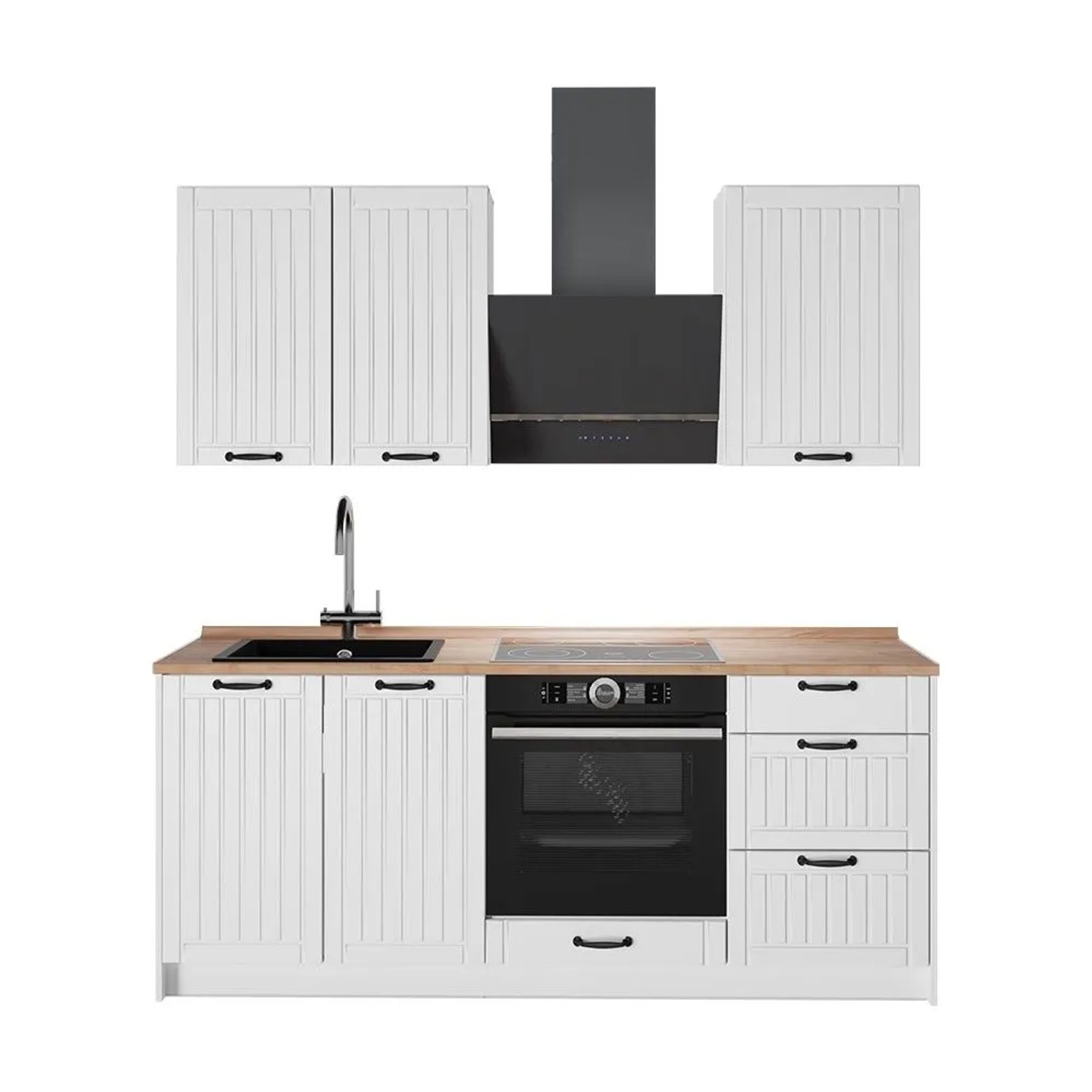 Vicco Singleküche Fame-Line Weiß Landhaus/Weiß 190 x 82 AP Eiche Art Nr 64928