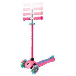 Globber Primo Plus Lights Tretroller Kinder 120/80 mm ABEC 9 3-Rädrig Höhenverstellbar LED-Leuchtrollen Pink