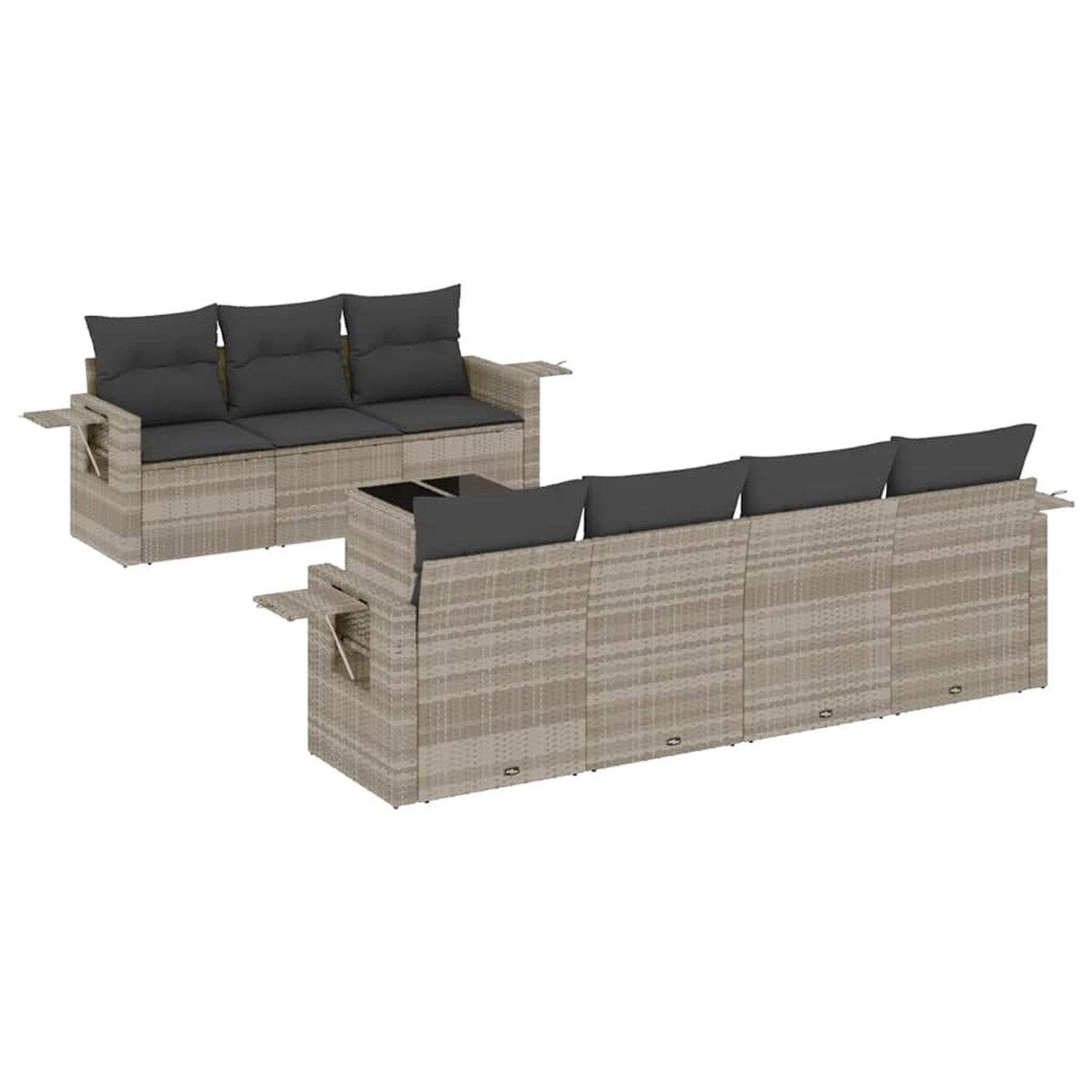 vidaXL 8-Tlg Garten-Sofagarnitur mit Kissen Hellgrau Poly Rattan 3219931 günstig online kaufen