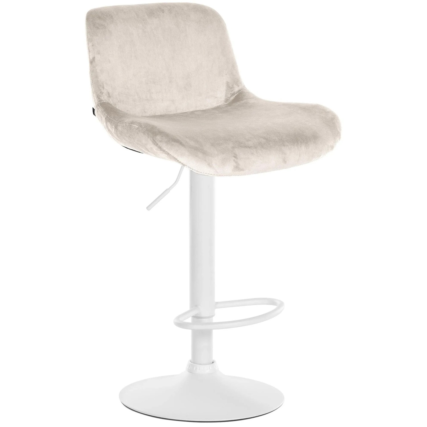 DELUKE Barhocker PONOR Samt Creme 50x50x85cm Weiß Barstuhl Höhenverstellbar Mit Lehne Drehbar Tresenhocker Tresenstuhl
