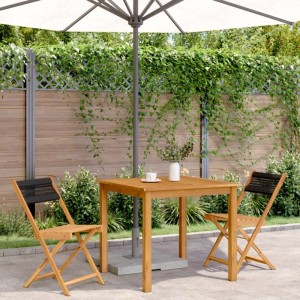 Bistrostühle (2 Stk.) aus Akazienholz mit Kordel, schwarz. Gartenstühle für Terrasse und Balkon.