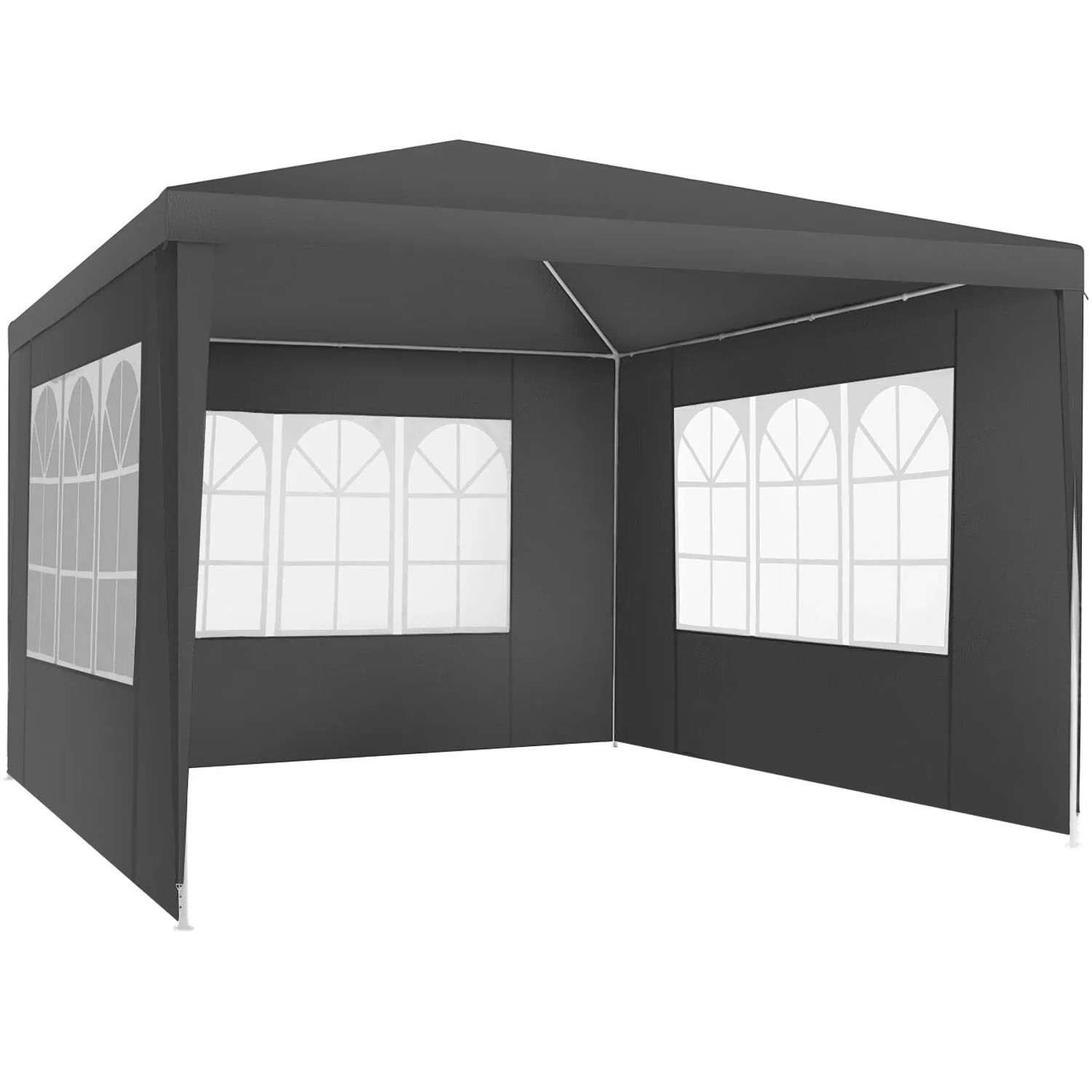 Tectake Pavillon Barinas 3 x 3 M Im Stecksystem Abnehmbare Seitenteile 300 x 300 x 250 cm Grau