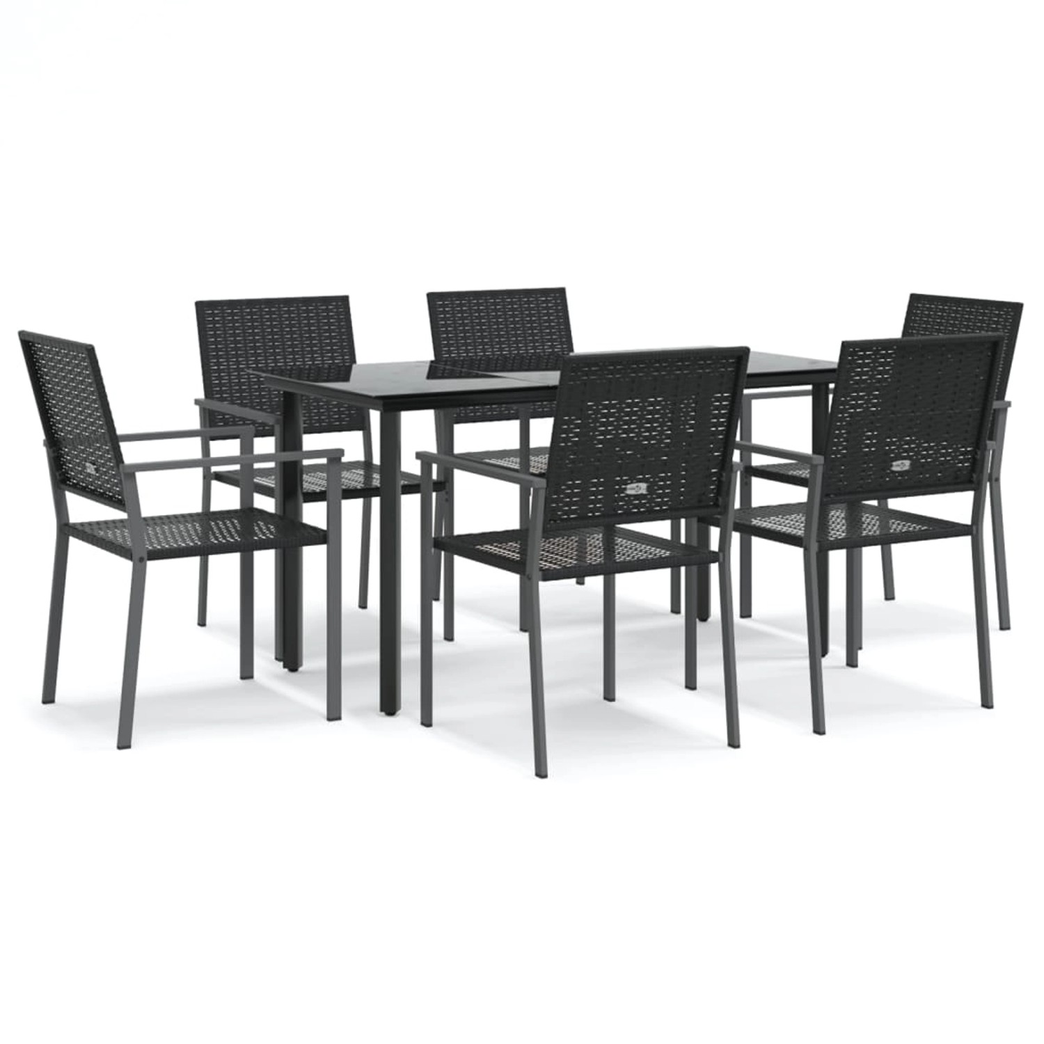vidaXL 7-Tlg Garten-Essgruppe Poly Rattan und Stahl 3187024 günstig online kaufen
