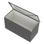 Geöffnete, anthrazitfarbene Tepro Universalbox Store X-Large aus Metall, geeignet für Garten und Terrasse.