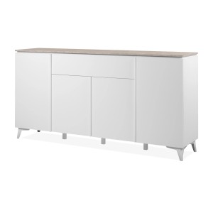 Furn.Design Sideboard Weiß und Sandstein 177 cm 4-türig 6 Fächer Modern Visby