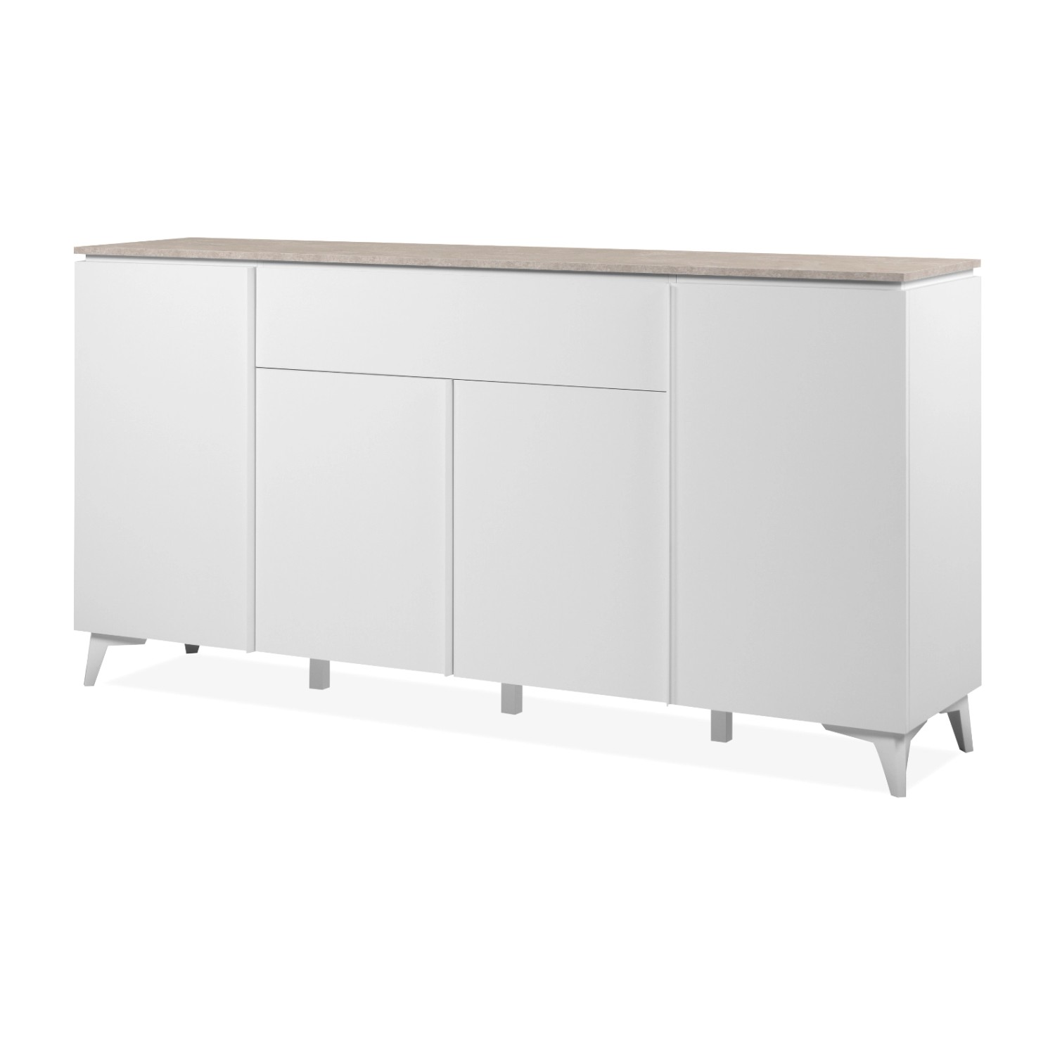 Furn.Design Sideboard Weiß und Sandstein 177 cm 4-türig 6 Fächer Modern Vis günstig online kaufen