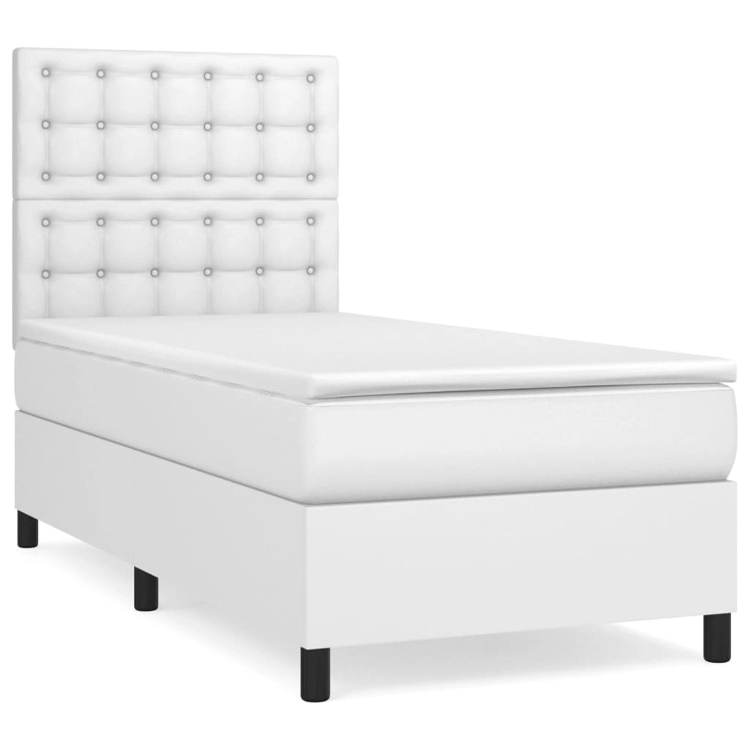 vidaXL Boxspringbett mit Matratze Weiß 90x190 cm Kunstleder1466056 günstig online kaufen