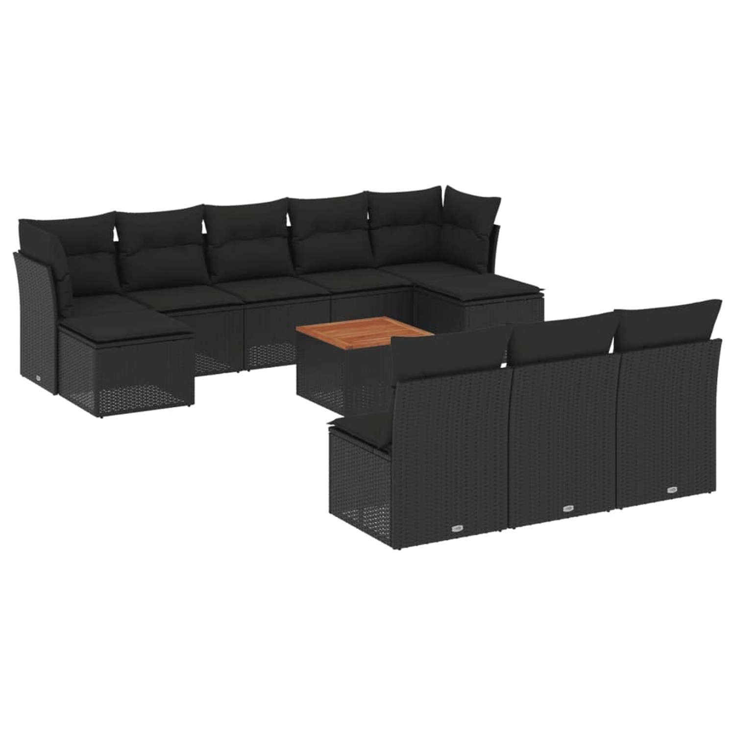 vidaXL 11-tlg Garten-Sofagarnitur mit Kissen Schwarz Poly Rattan Modell 76 günstig online kaufen