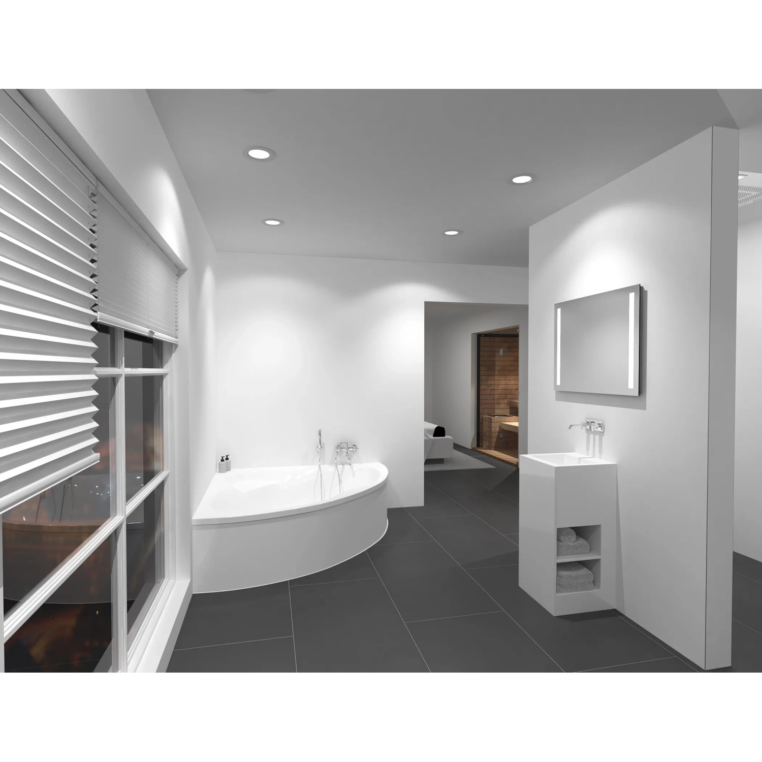 DSK Design LED-Lichtspiegel Silver Dream, 80x60 cm im modernen Badezimmer.