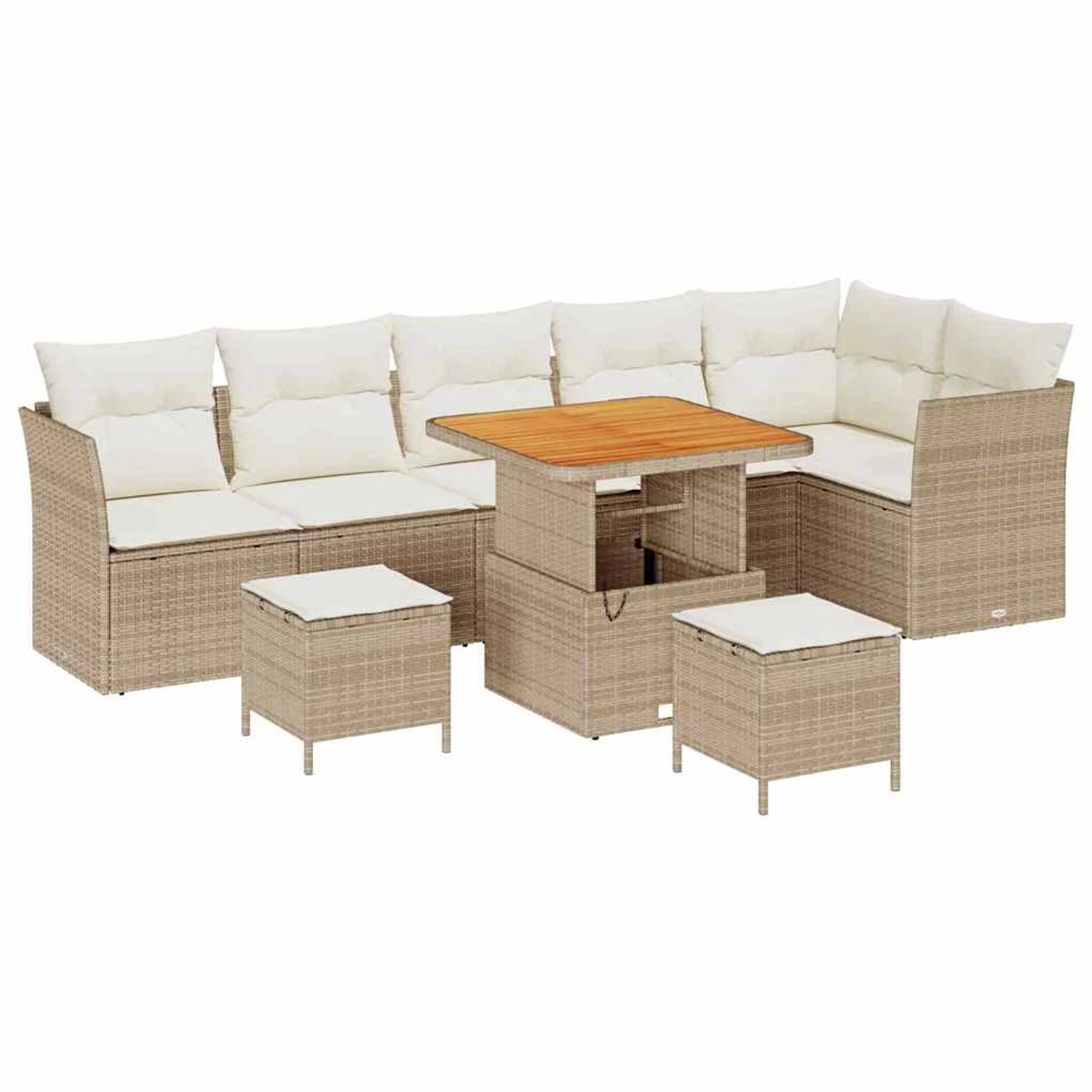 vidaXL Garten-Sofa-Set 9-Tlg Beige Poly Rattan 3361501 günstig online kaufen