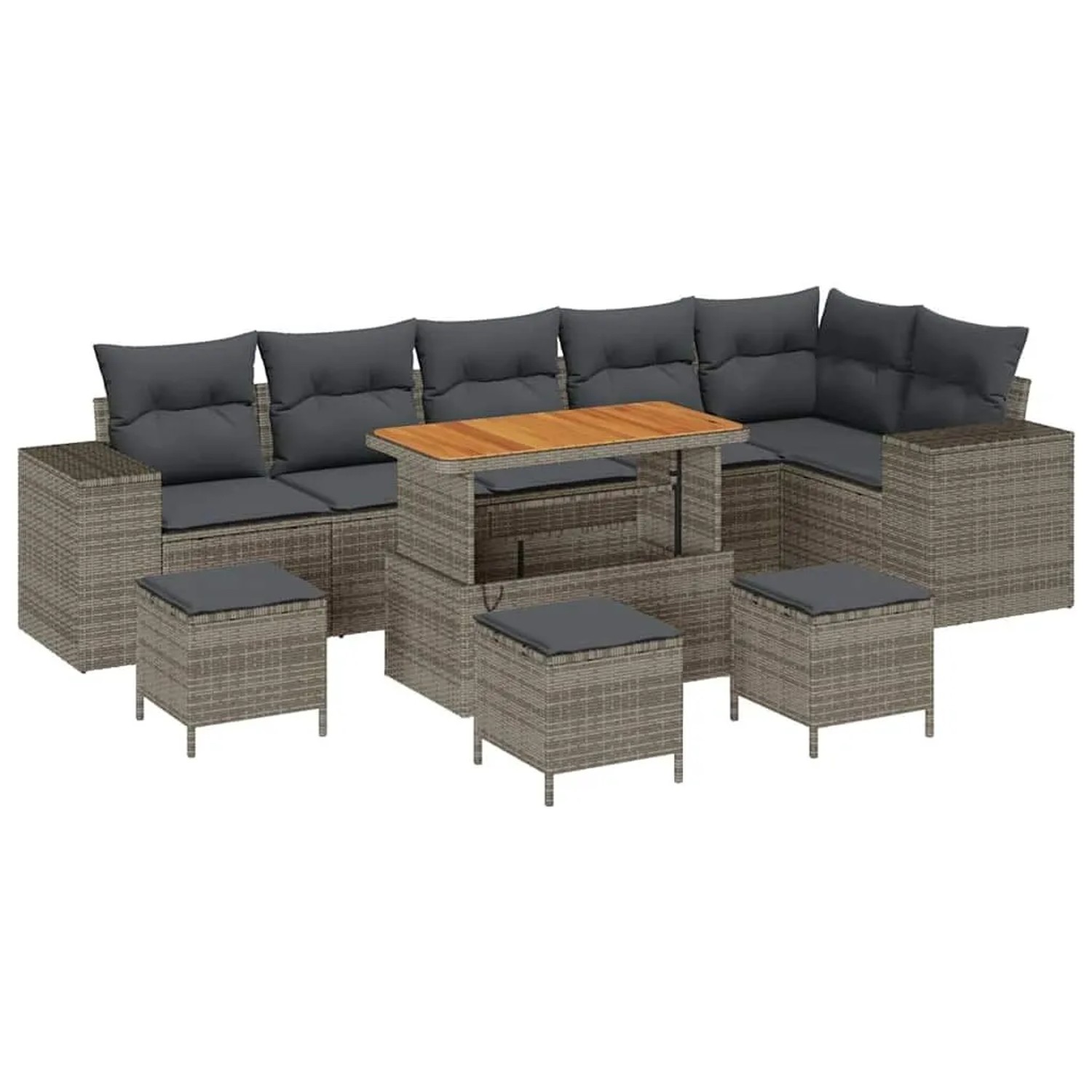 vidaXL Gartensofa-Set mit Kissen 10 Stk Grau Poly-Rattan 3363983 günstig online kaufen