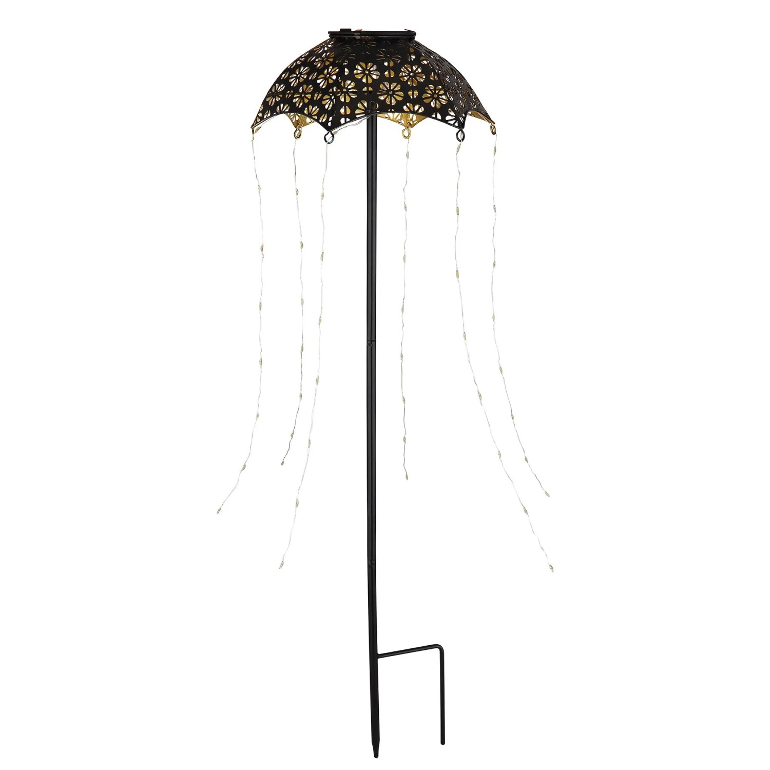 Globo Solarleuchte Regenschirm Metall Ø 20,5 cm x 65 cm Schwarz Matt