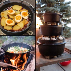 Wiltec Dutch Oven 3L Untersetzer Deckelheber Kochtopf Gusseisen Feuertopf