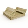 Wickey Sandkasten Flippey 150x165 cm aus Holz mit Sitzfläche und Sand.
