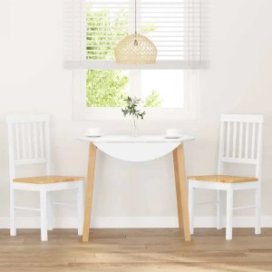 vidaXL Esszimmerstühle 2 Stk Weiß Massivholz Gummibaum 4102430