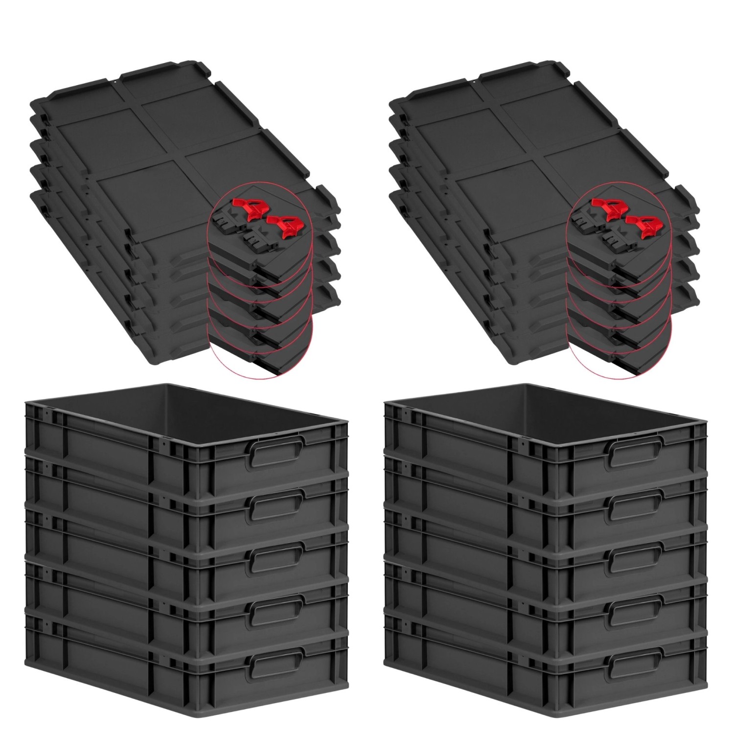 PROREGAL SuperSparSet 10x Eurobox Nextgen Grip Mit Scharnierdeckel Und Rote günstig online kaufen