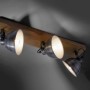 3-flammige Wand- und Deckenleuchte Samia im Vintage-Look mit Holz und silberfarbenem Eisen.