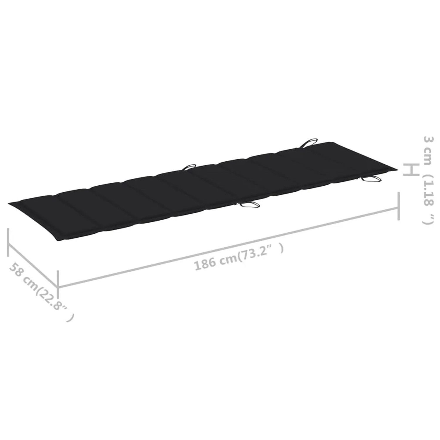 vidaXL Schaukelliege mit Auflage Massivholz Teak Schwarz