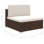 vidaXL Garten-Lounge-Set, braunes Poly Rattan, Sitzelement mit cremefarbenen Auflagen.