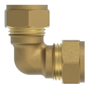 Kirchhoff Winkel 90° 22 mm Klemmfitting aus Messing für CU-Rohr, blank.