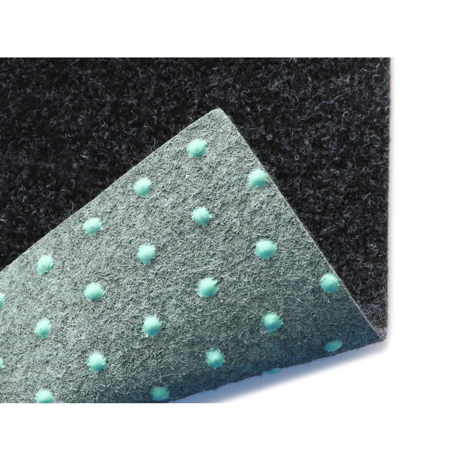 Nahaufnahme: Primaflor Rasenteppich Comfort Anthrazit mit Noppen für Drainage.