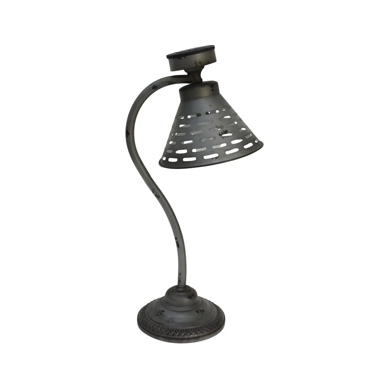 DELUKE Solar-Tischlampe RENNES Kunststoff Silber-Antik 57x22x30cm Gartenlampe Tischlampe Outdoor Leuchte