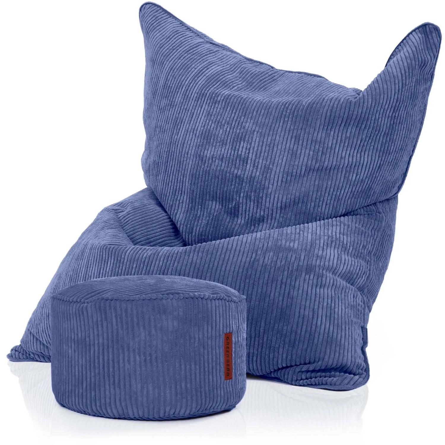 Green Bean Sitzpouf 2er Set Cordoba + Pouf 140 x 180 x 25 cm Cord Waschbarer Bezug Dunkelblau