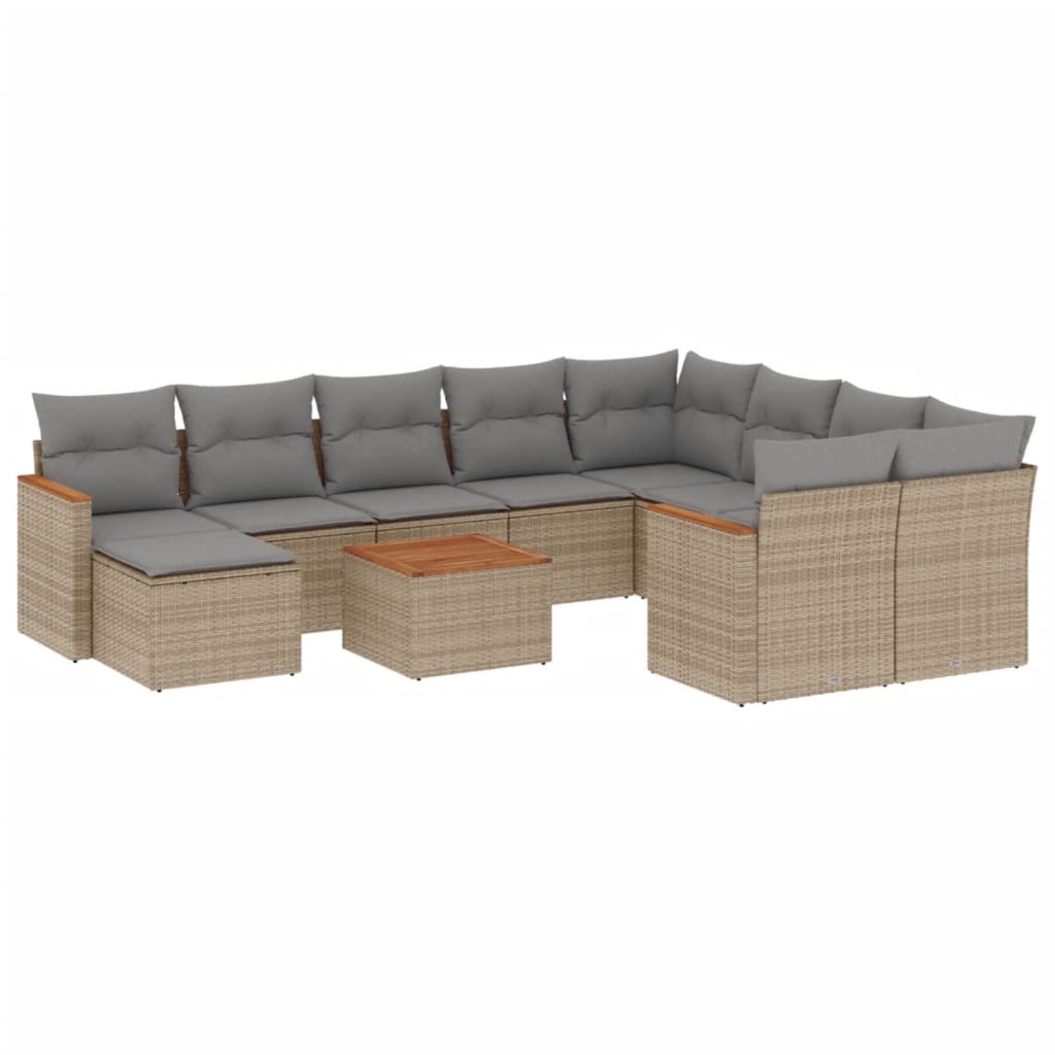 vidaXL 11-Tlg Garten-Sofagarnitur mit Kissen Beige Poly Rattan 3226563 günstig online kaufen