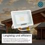 Weißer LUXULA LED Strahler 30W für Außen, warmweißes Licht. Flutlichtstrahler im Slim Design.