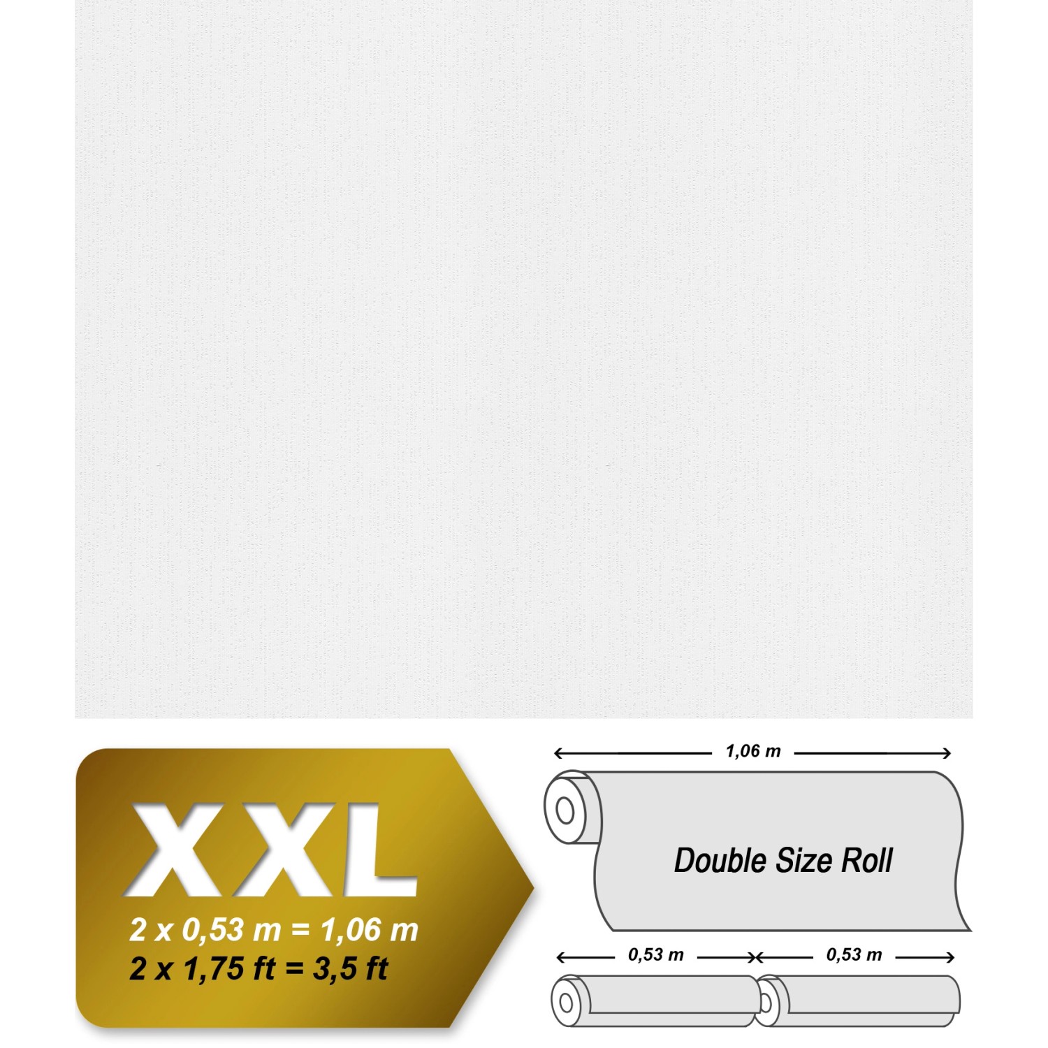 Weiße, matte Struktur Tapete mit Streifenmuster von PROFHOME, überstreichbar, 1,06x25m.