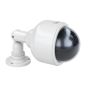 Weiße Basi Kamera-Attrappe KA 302 mit rotem Blinklicht für mehr Sicherheit.