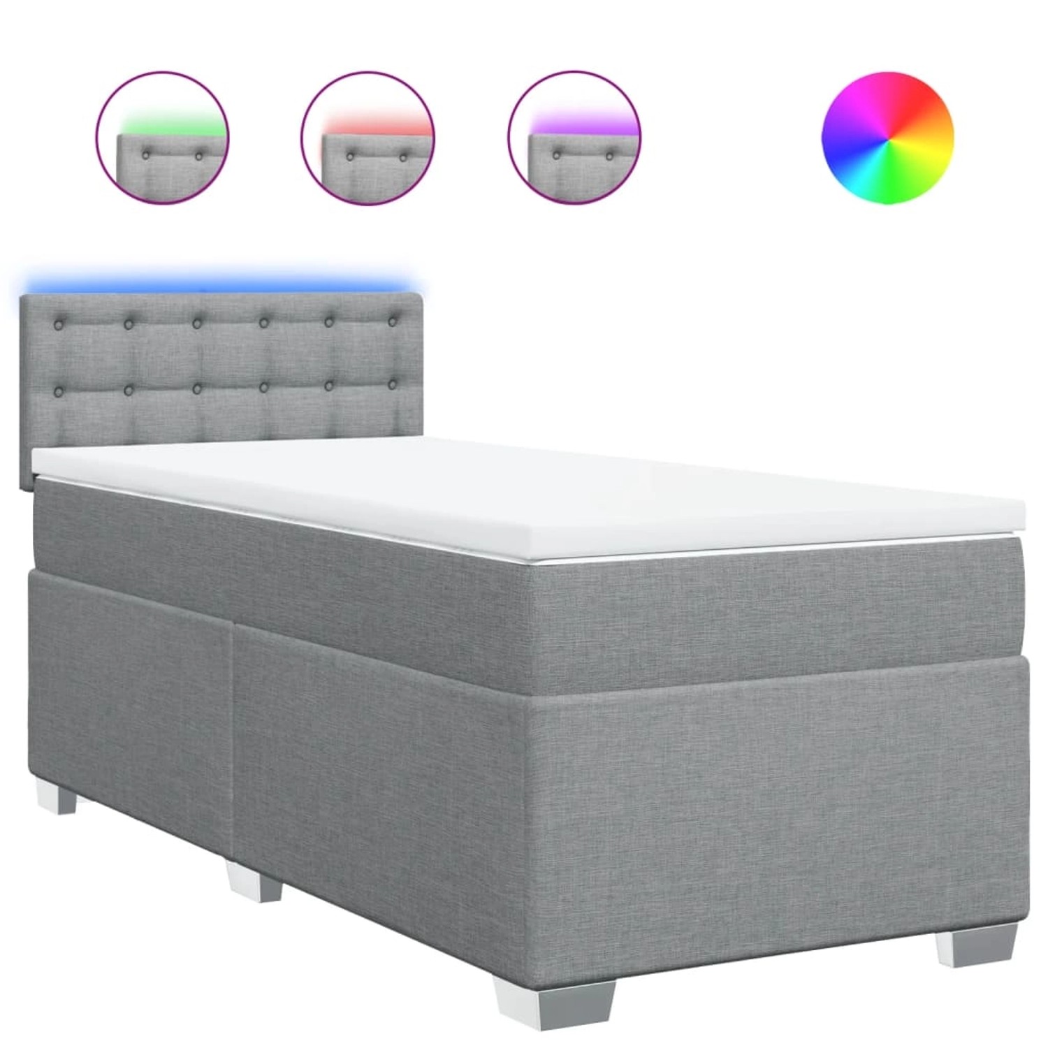vidaXL Boxspringbett mit Matratze Hellgrau 100x200 cm Stoff 3288113 günstig online kaufen