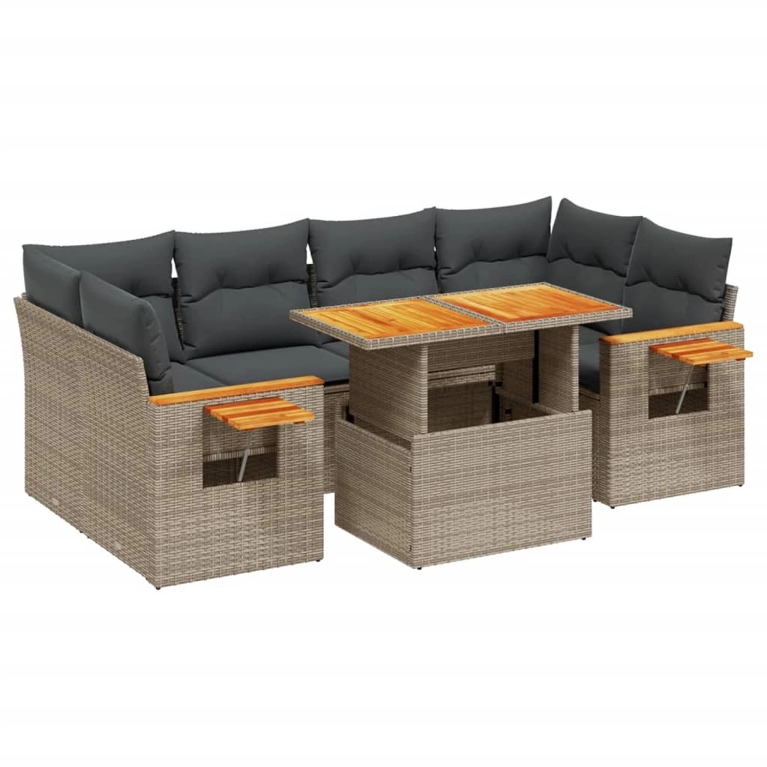 vidaXL 7-Tlg Garten-Sofagarnitur mit Kissen Grau Poly Rattan 3273419 günstig online kaufen