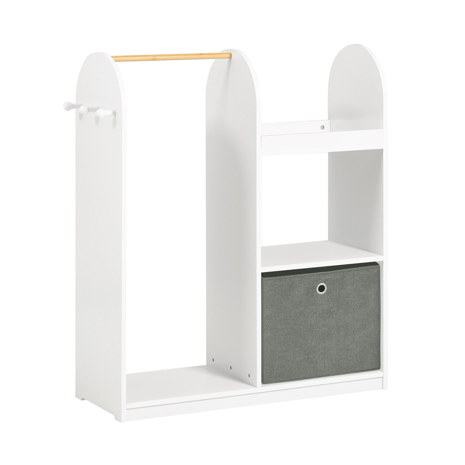 SoBuy Kinderkleiderschrank mit 3 Haken Kleiderständer mit Box Weiß KMB40-W günstig online kaufen