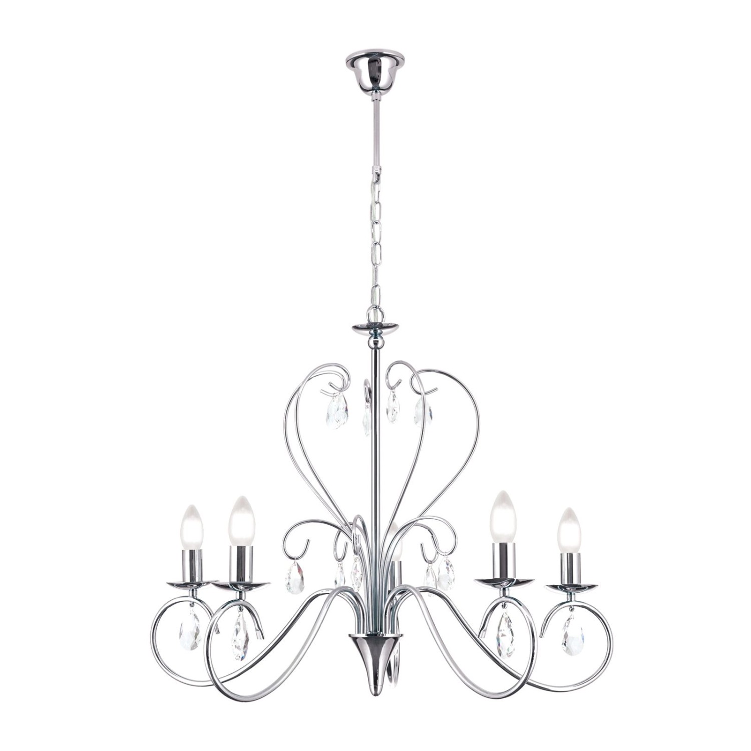Orion Leuchten Kristall Kronleuchter Alessia 68 cm x 58 cm 5 x E14 Chrom günstig online kaufen