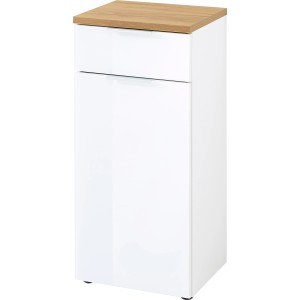 Germania GW-Pescara Bad-Hängeschrank in Weiß-Eiche Optik, 39x86x34 cm.