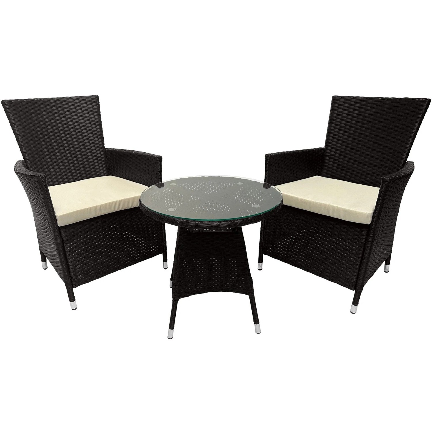 DELUKE Lounge-Gruppe RIRAM Kunststoff Dunkelbraun 110x110x84cm Gartenmöbelset 2 Personen Poly Rattan Balkonmöbel Set Ter...