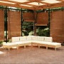 7-tlg. Garten Lounge Set aus Kiefernholz mit creme Kissen für Terrasse & Garten.