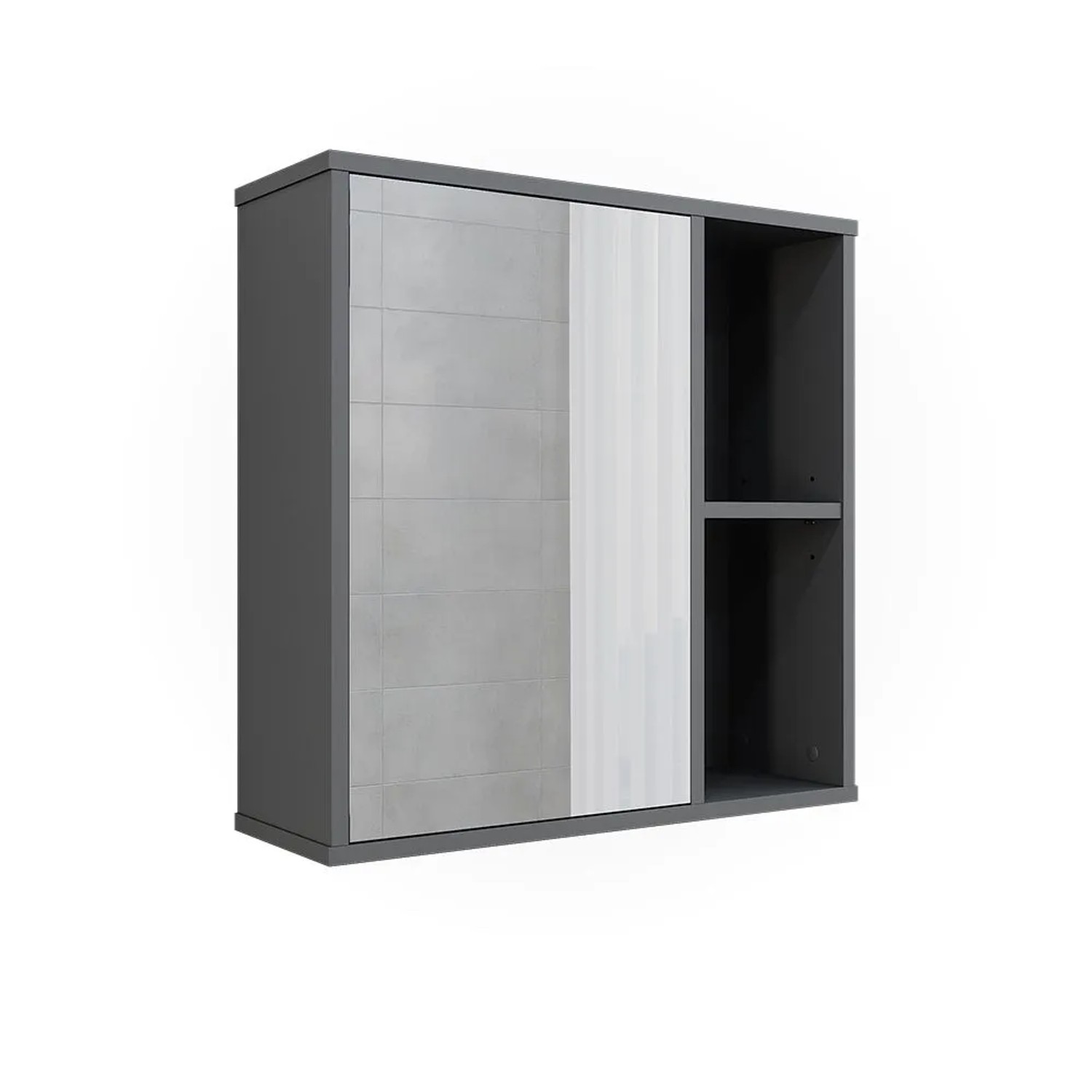Vicco Badspiegelschrank Leano Anthrazit Bergeiche 60 x 60