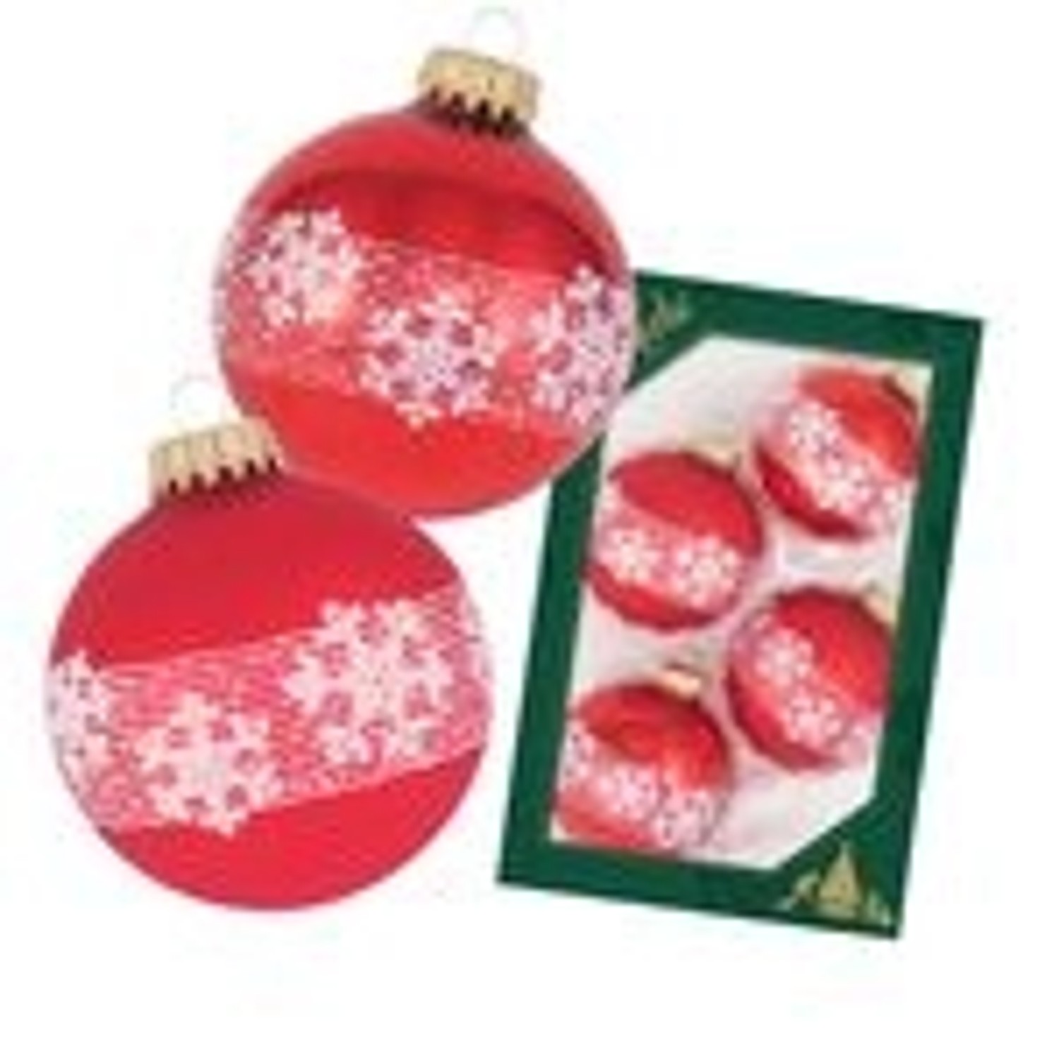 Krebs Glas Lauscha GmbH Christbaumkugeln Weihnachtskugeln Glas Ø 7 cm 4 Stück rot