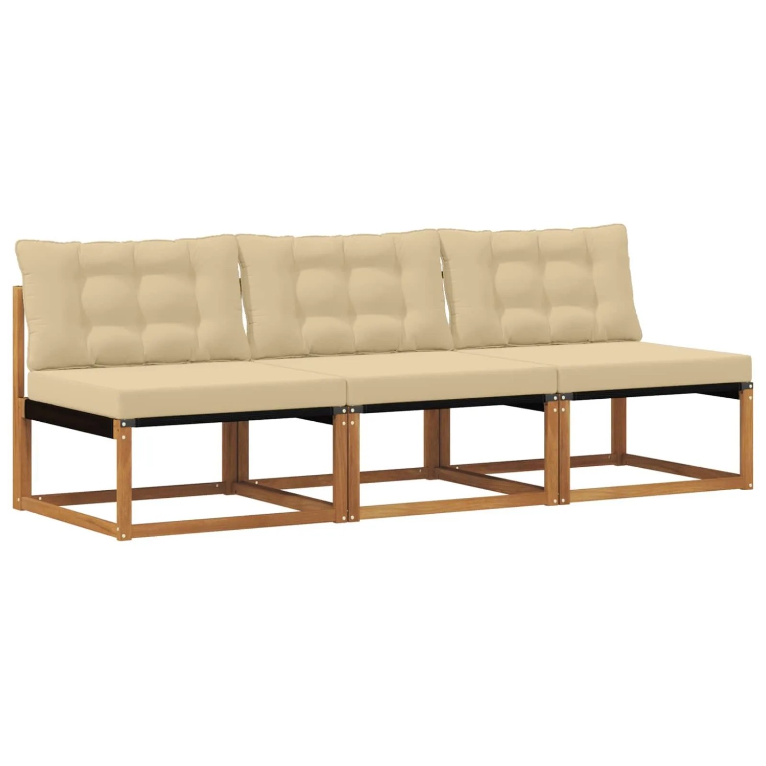 vidaXL 3 Stück Outdoor Mittelsofa Massivholz Akazie Natur 900648