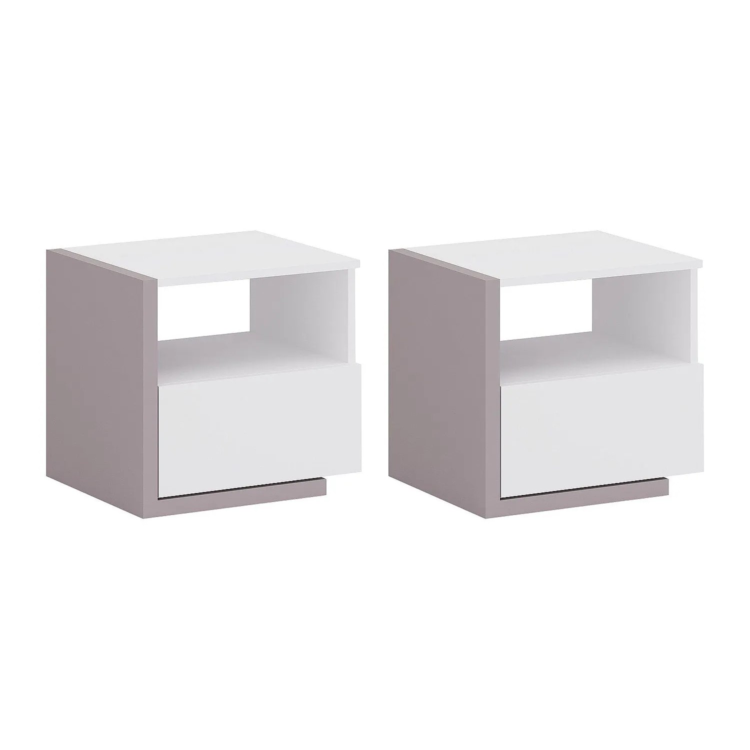Vente-unique Nachttisch Napoli Taupe  Weiß 46.4 cm